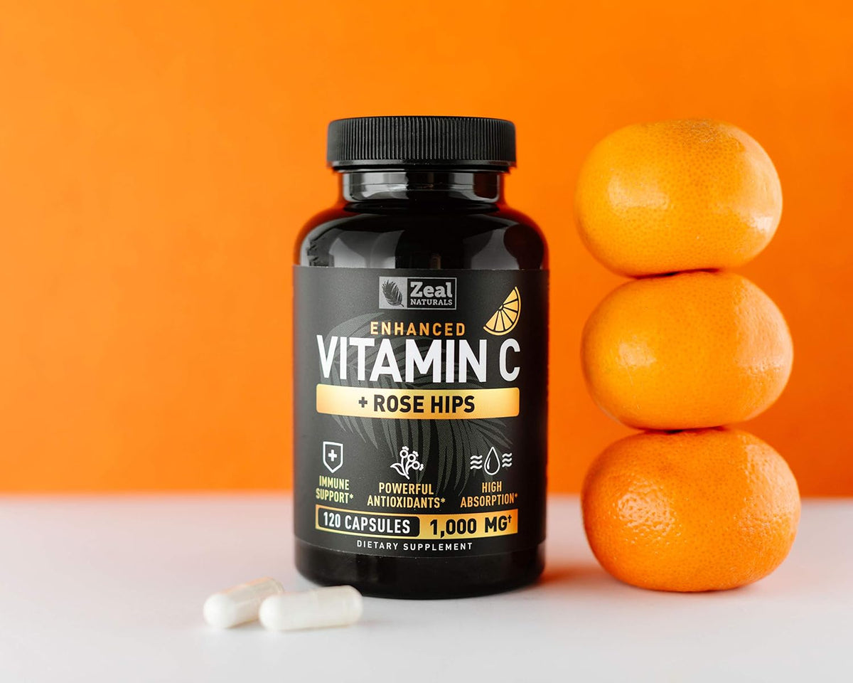 Vitamin C with Rose Hips 1000mg – Pure Ascorbic Acid Capsules for Immune Support - görsel 6