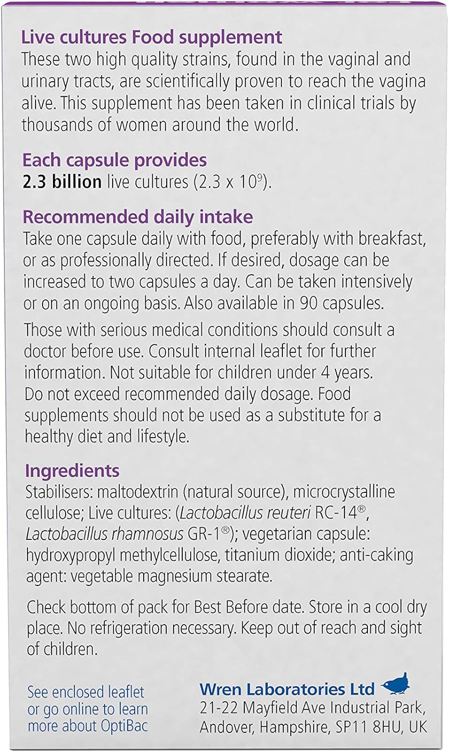 Optibac Probiotics For Women – Vaginal Probiotic with Lactobacillus rhamnosus GR-1 and Lactobacillus reuteri RC-14 (30 Capsules) - görsel 3