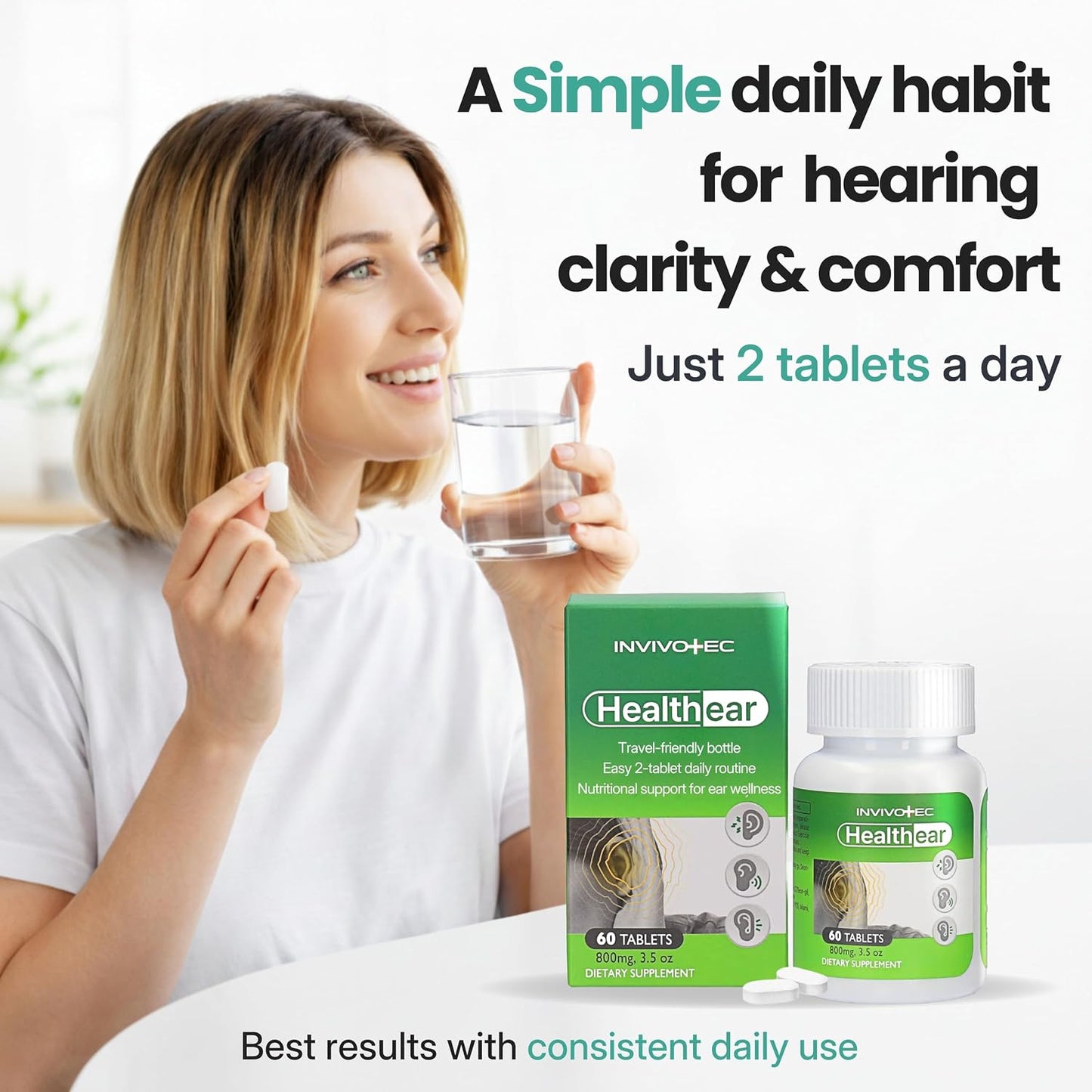 Hearing Support Supplement for Clarity & Ear Health with Magnesium, B6 & Patented Botanical Complex | 60 Tablets - görsel 5