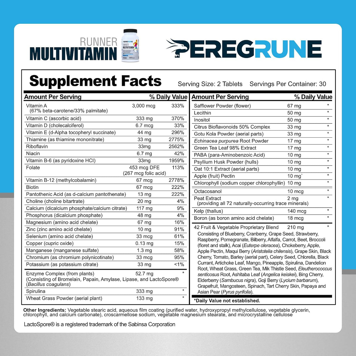 PEREGRUNE Runner Multivitamin | Formulated Vitamin with Antioxidants and Complete B Complex to Support Endurance and Energy | Probiotics, Whole Foods | Certified Running Supplements - görsel 2
