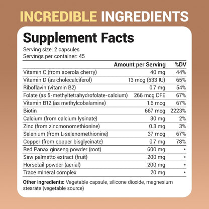 Dr. Berg All-in-One Vitamins for Hair, Skin & Nails - Advanced Formula with Biotin, Saw Palmetto, DHT Blocker & Trace Minerals - 90 Veg Capsules