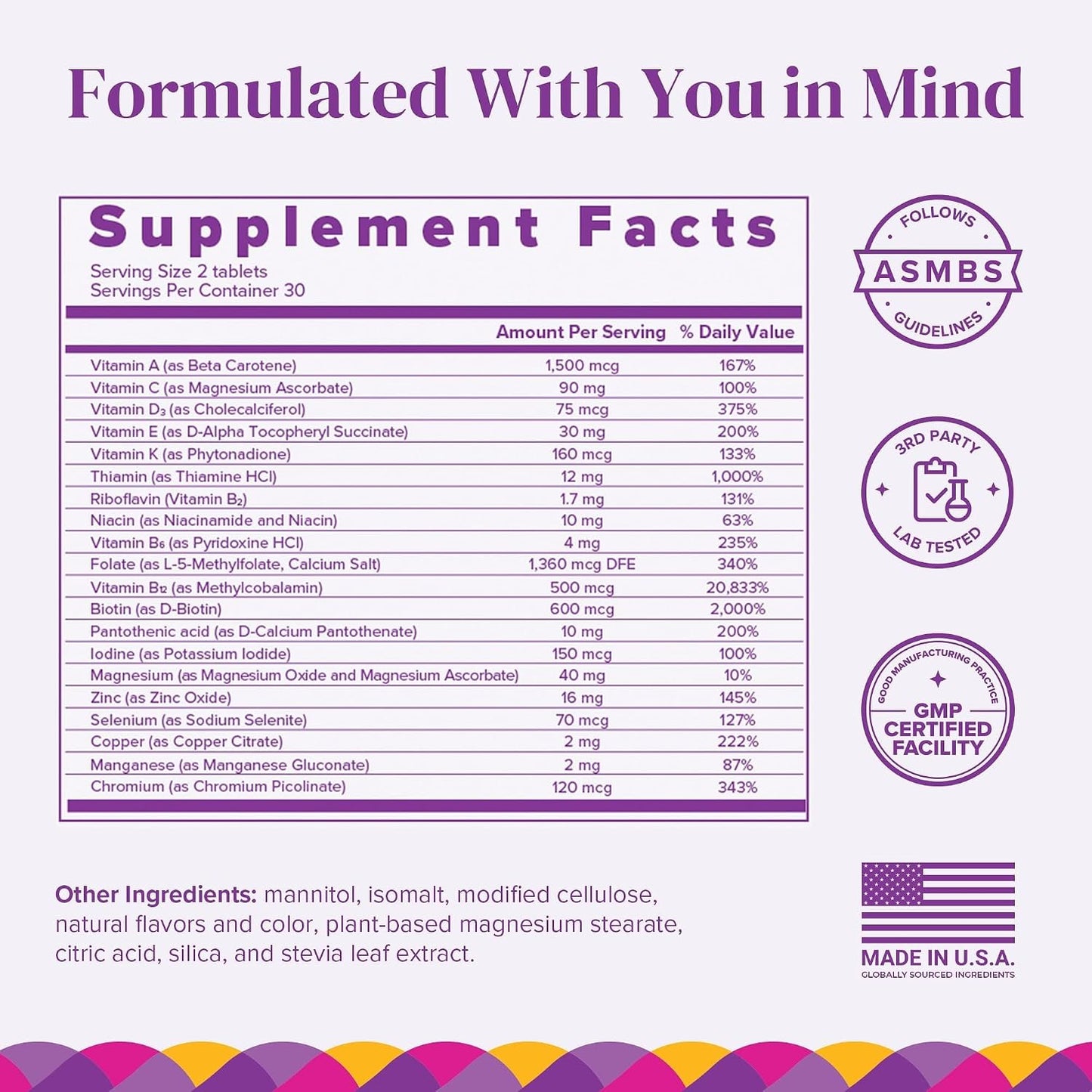 BariMelts Multivitamin - 60 Fast-Dissolving Tablets (1-Month Supply) - Sugar-Free Bariatric Multivitamin for Women, Natural Fruit Flavour - görsel 2