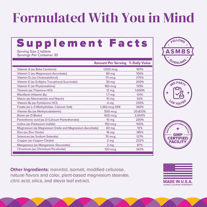 BariMelts Multivitamin - 60 Fast-Dissolving Tablets (1-Month Supply) - Sugar-Free Bariatric Multivitamin for Women, Natural Fruit Flavour