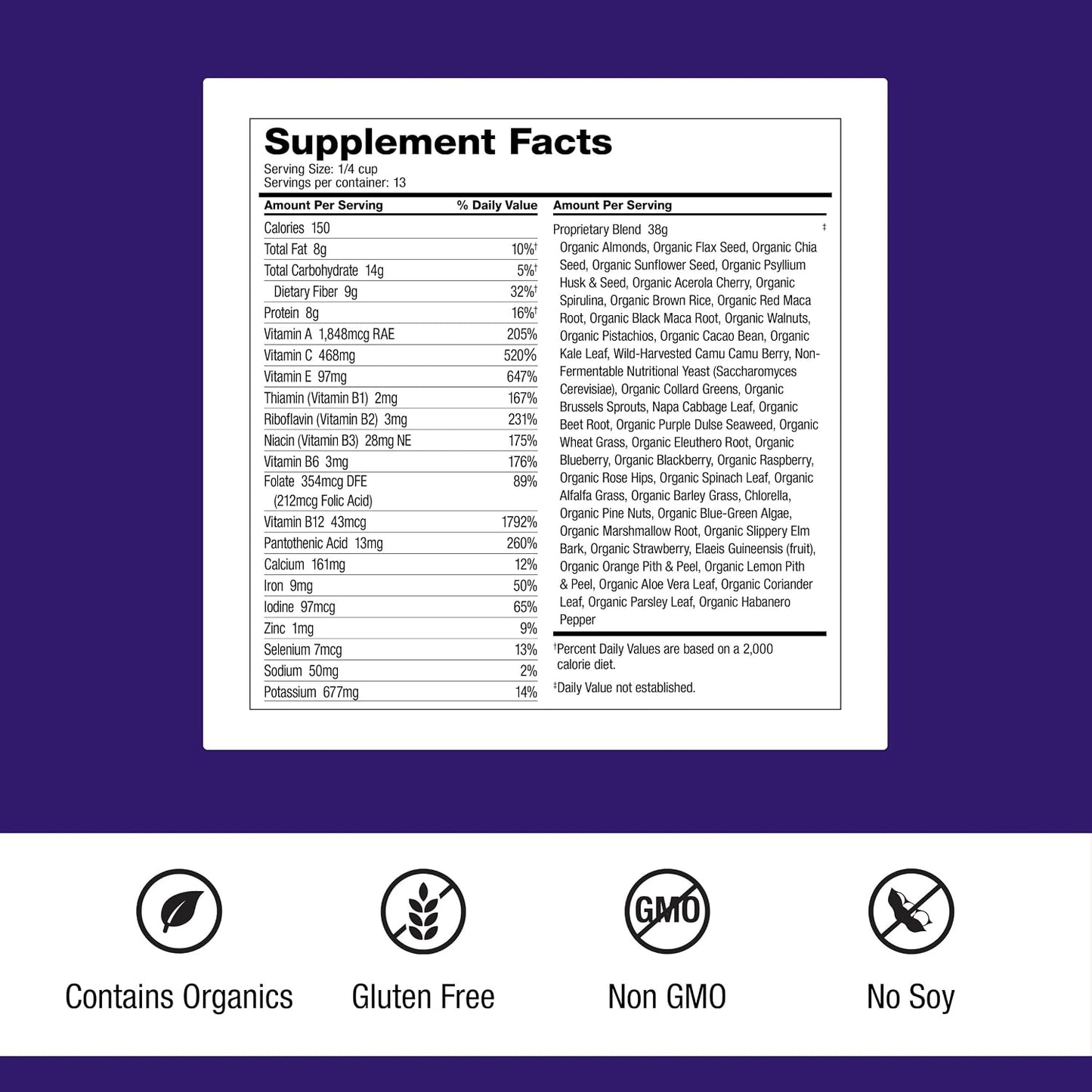 Dr. Schulze's SuperFood Ultra – Organic Superfood Powder with Vitamin B Complex and 520% Vitamin C, Vegan, Non-GMO & Gluten-free, 493 g - görsel 2
