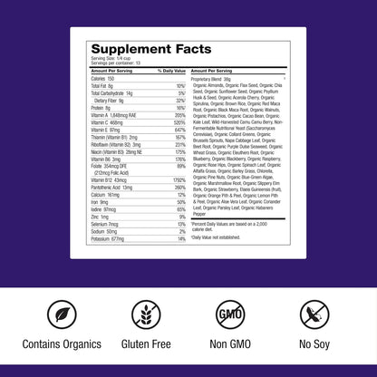 Dr. Schulze's SuperFood Ultra – Organic Superfood Powder with Vitamin B Complex and 520% Vitamin C, Vegan, Non-GMO & Gluten-free, 493 g