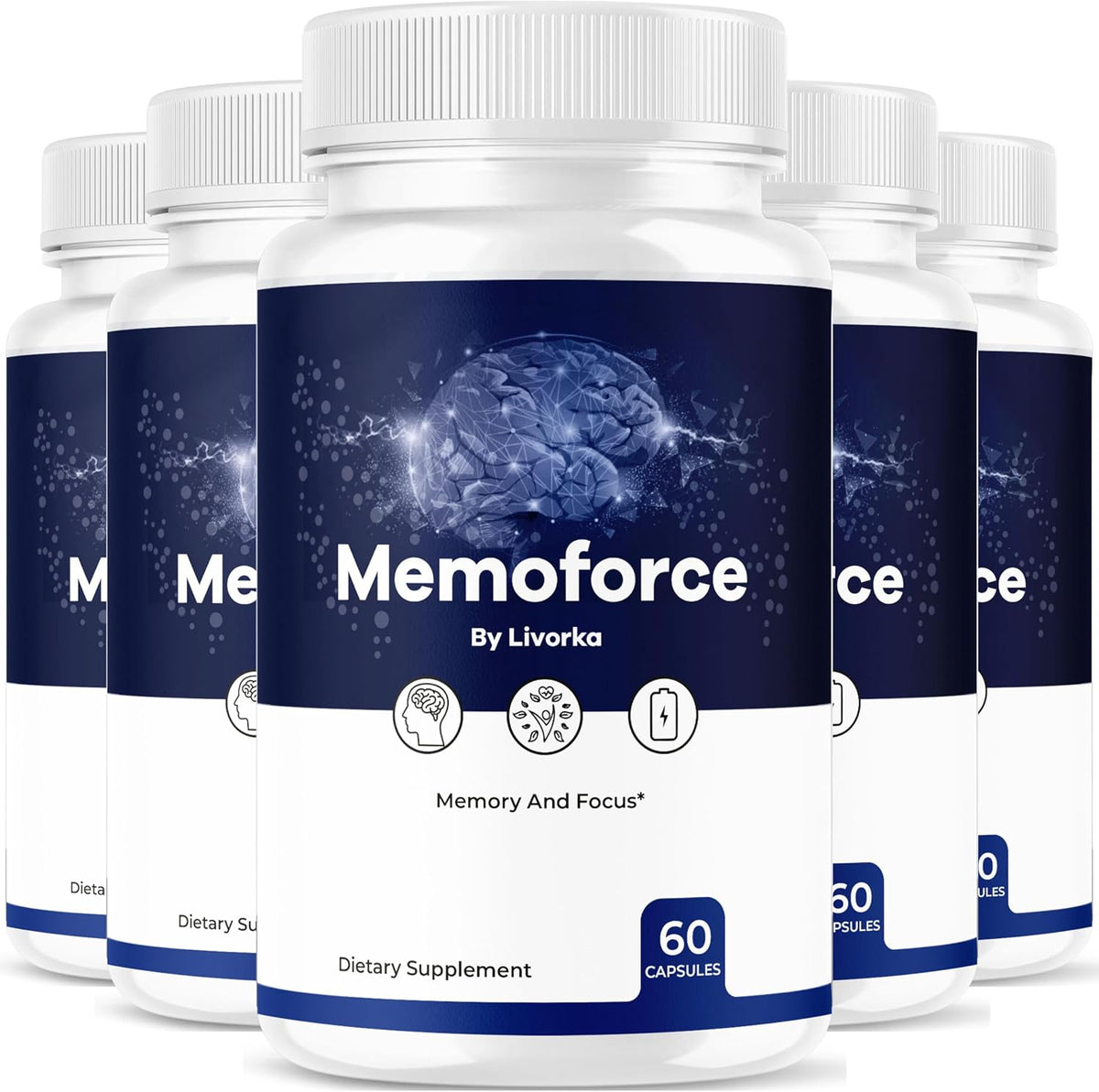 (5 Pack) Memoforce Brain Supplement - Official Memoforce Premium Formula Capsules, Advanced Support Memo Force Brain Supplement for Wellness & Overall Health, Memoforce Reviews, 300 Capsules for 5 Months - görsel 1