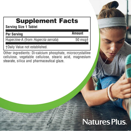 NaturesPlus Huperzine Rx-Brain - Brain Support Supplement for Memory and Cognitive Function - 30 Tablets