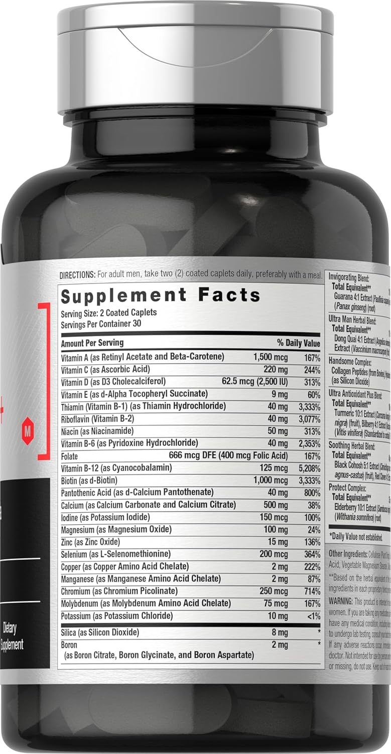 Horbäach Men's Multivitamins 50 Plus | 60 Caplets | Advanced Formula for Men Over 50 | Non-GMO & Gluten-free - görsel 2
