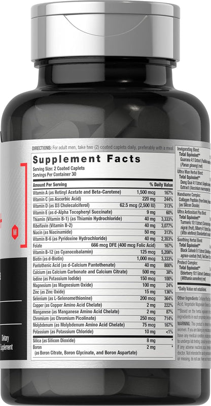 Horbäach Men's Multivitamins 50 Plus | 60 Caplets | Advanced Formula for Men Over 50 | Non-GMO & Gluten-free