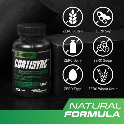 PrimeGENIX CortiSync - Lower Cortisol, Boost Energy, and Enhance Focus with Sensoril Ashwagandha - 60 Capsules
