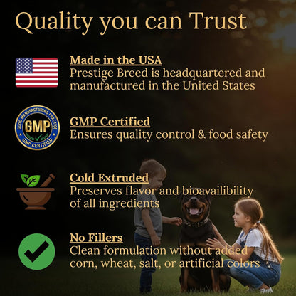 Prestige Breed Multivitamins for Rottweiler - Balanced Nutrition with Real Bacon, 90 Count