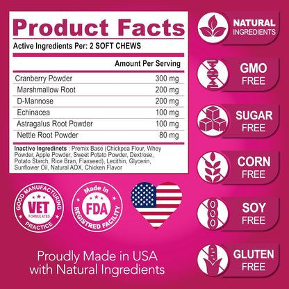Dog UTI Chews - Advanced Cranberry Supplement for Dogs