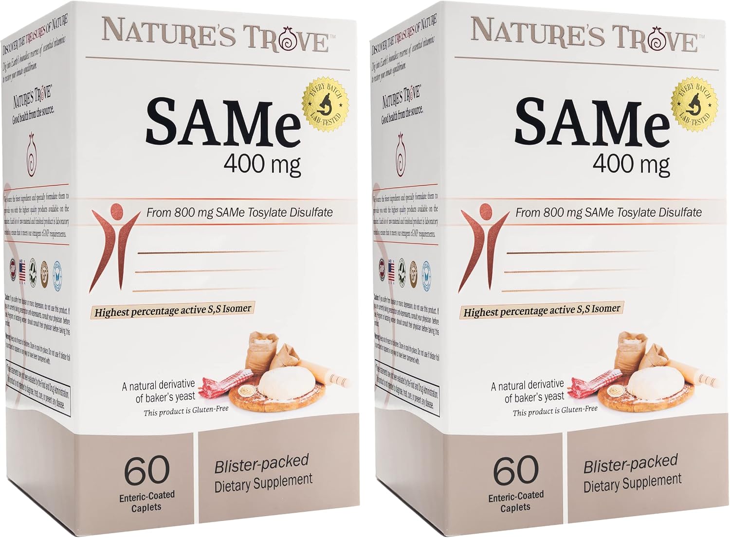 Nature's Trove SAM-e 400mg 90 Enteric Coated Caplets. Vegan, Kosher, Non-GMO Verified, Soya-free, Gluten-free - Cold Form Blister Packed. - görsel 9