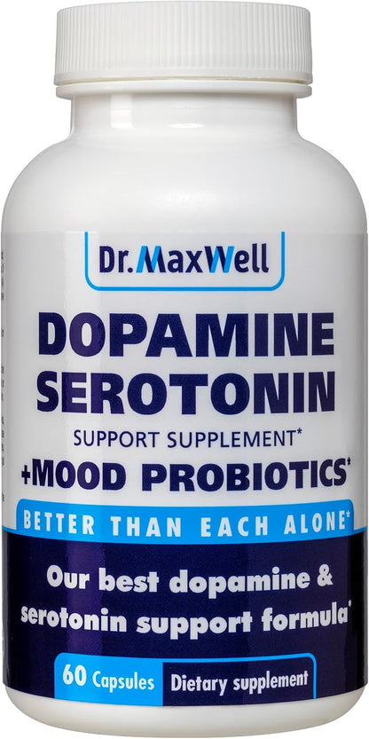 Dr. Maxwell Serotonin and Dopamine Food Supplements with Mood Probiotic, 5-in-1 Support