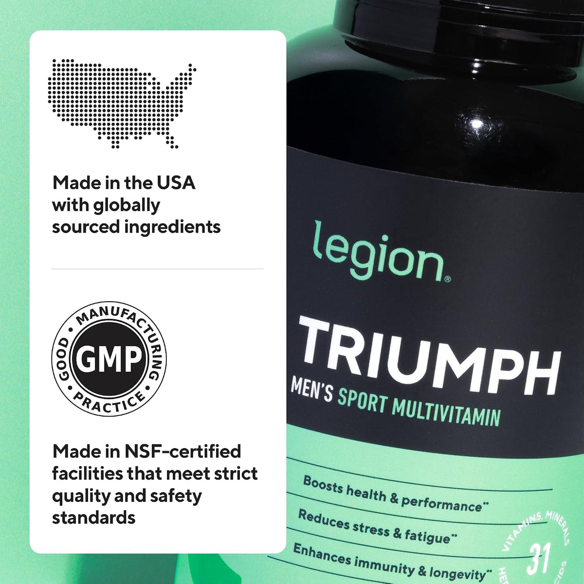 LEGION Triumph Men's Sport Multivitamin - Complete Multivitamin for Men - 30 Servings - görsel 8