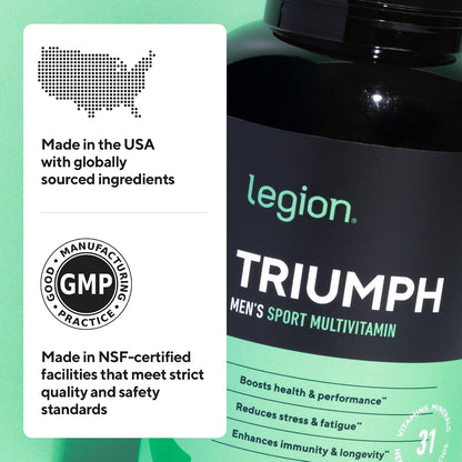 LEGION Triumph Men's Sport Multivitamin - Complete Multivitamin for Men - 30 Servings