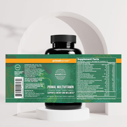 Primal Harvest Multivitamin - Daily Supplement with 21 Essential Vitamins and Minerals for Women and Men