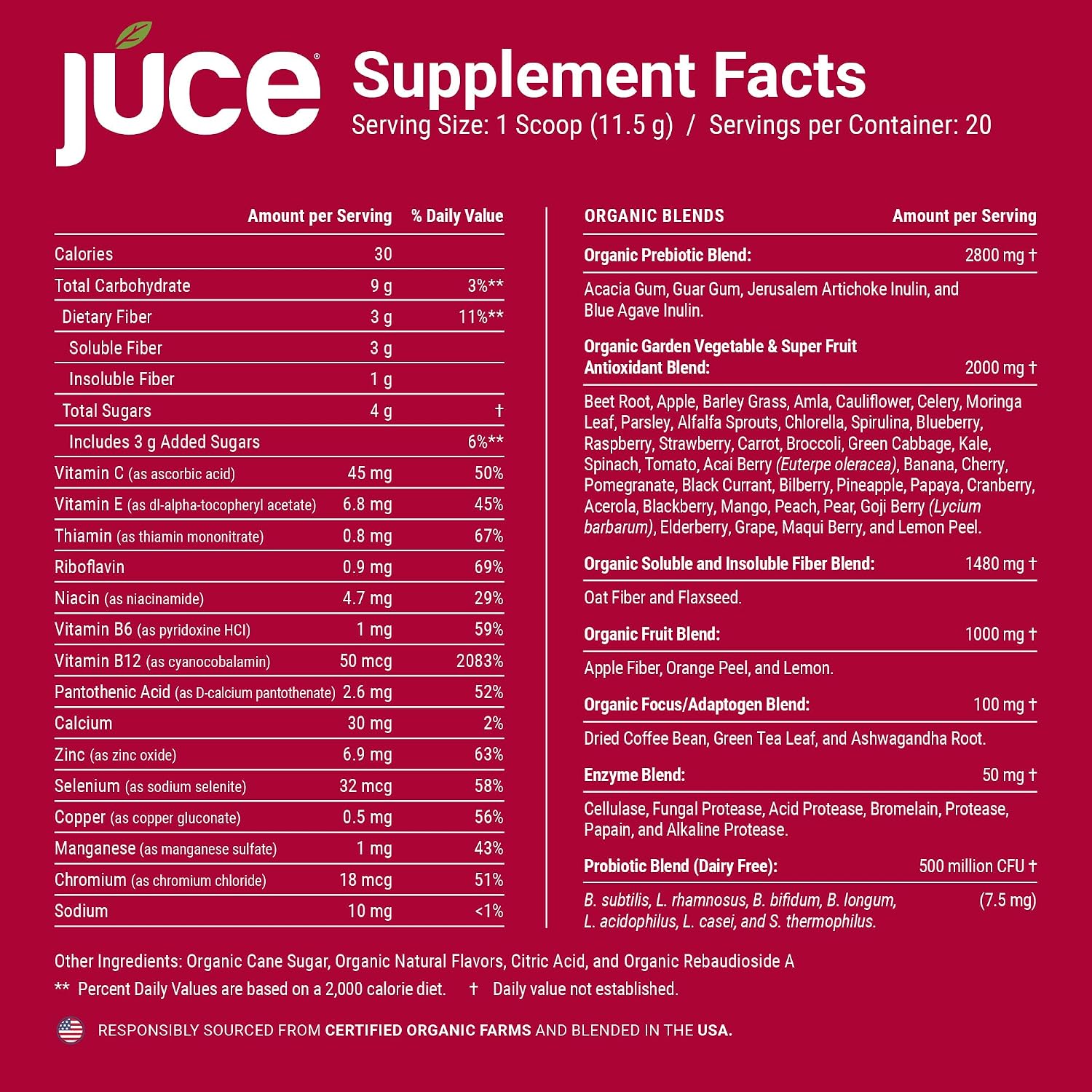 Terra Kai Organics JUCE Reds Organic Superfood Powder - Garden Berry Flavour - görsel 8
