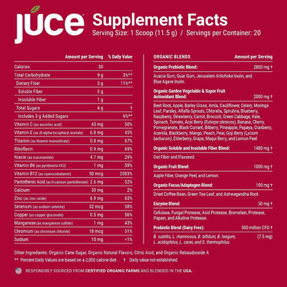 Terra Kai Organics JUCE Reds Organic Superfood Powder - Garden Berry Flavour