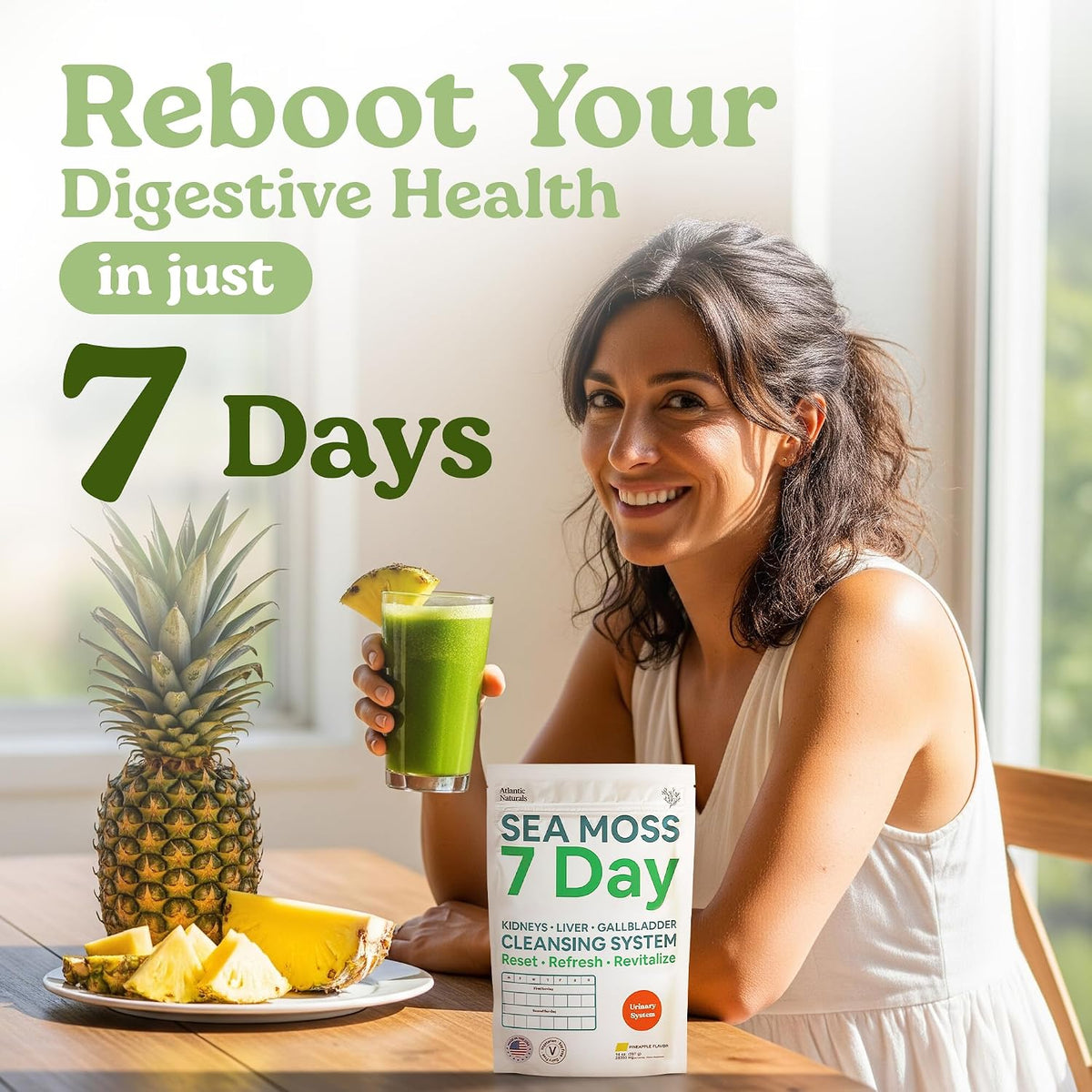 Atlantic Naturals Sea Moss 7 Day Detox - Liver, Gallbladder & Kidney Cleanse - Pineapple Flavour Drink Mix (400 g) - görsel 7
