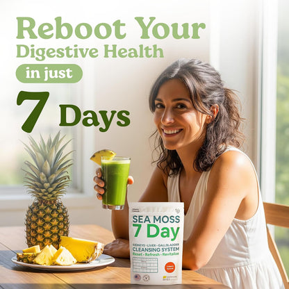 Atlantic Naturals Sea Moss 7 Day Detox - Liver, Gallbladder & Kidney Cleanse - Pineapple Flavour Drink Mix (400 g)