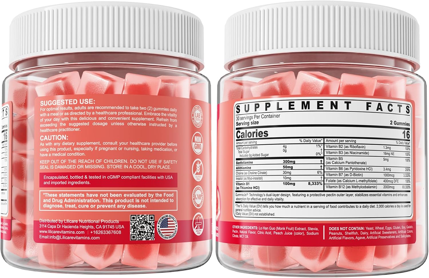 Vitamin B1 and Methylated Vitamin B Complex Gummies with Benfotiamine and Thiamine - görsel 8