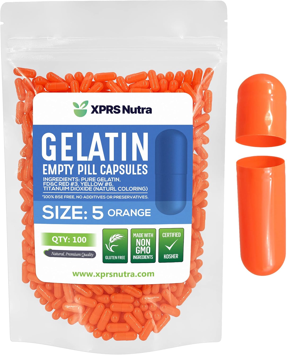 XPRS Nutra Size 5 Empty Gelatin Capsules (1000 Count) – Very Small DIY Pill Capsules - görsel 9