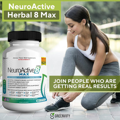 NeuroActive 8 Max Cognitive Support Food Supplement – Extra Strength, 60 Capsules