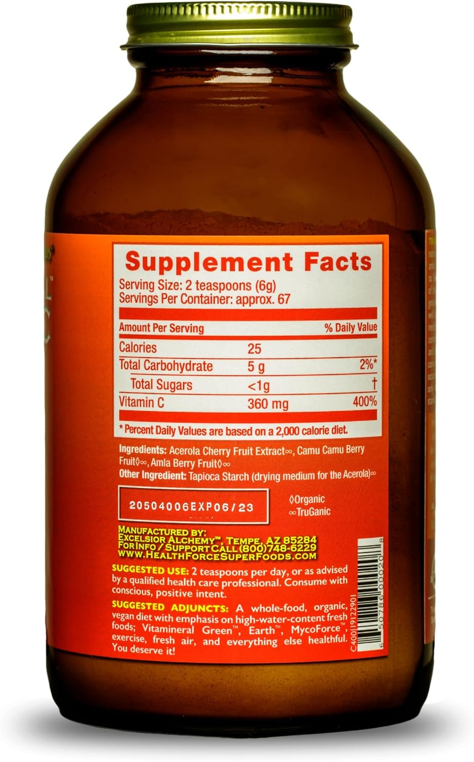 HEALTHFORCE SUPERFOODS Truly Natural Vitamin C Powder - Camu Camu & Acerola - 400g - görsel 2