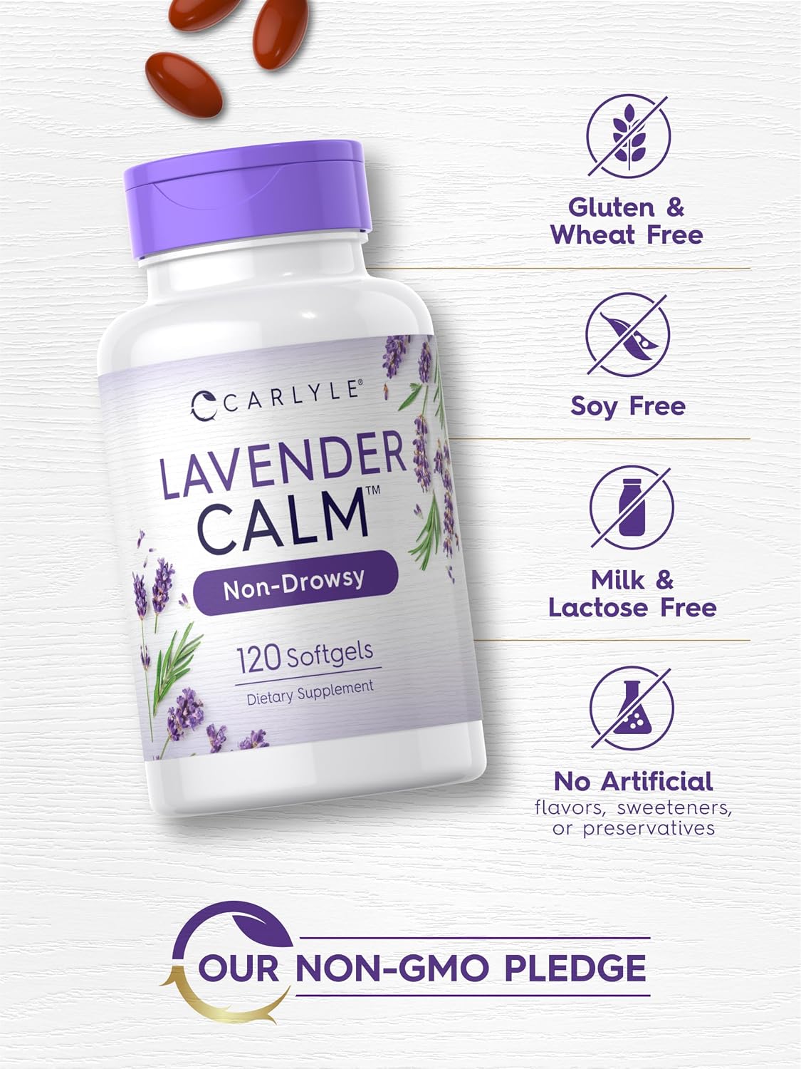 Carlyle Lavender Softgels 80 mg, 120 Capsules - Calm & Non-Drowsy Formula - görsel 4