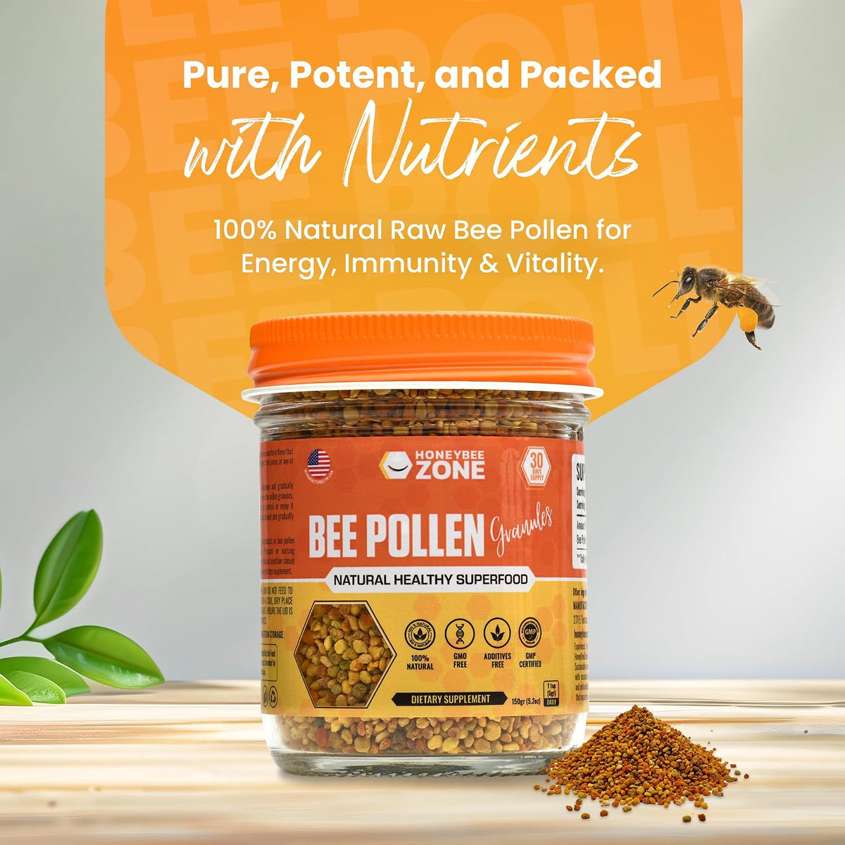 HONEYBEEZONE Raw Bee Pollen Granules 148g – 100% Natural Superfood - görsel 2