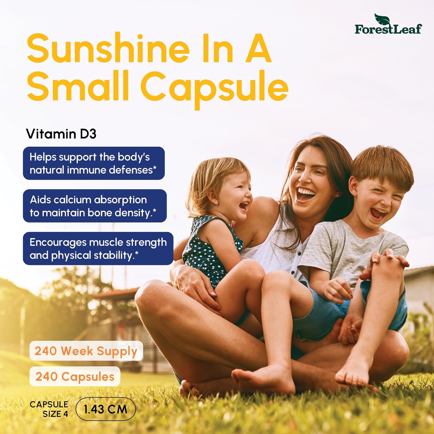 ForestLeaf Vitamin D3 50,000 IU Weekly Supplement – High Potency, 240 Capsules - görsel 2