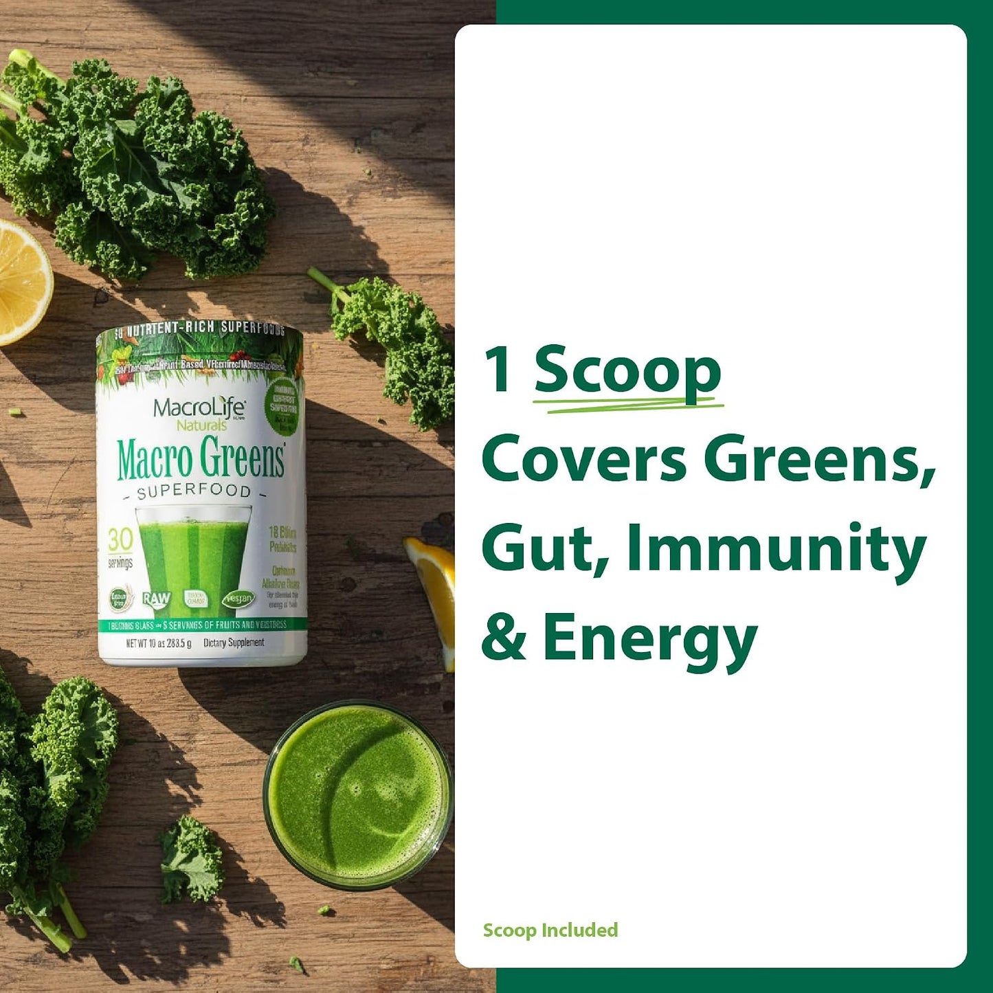 Macro Greens Superfood Powder – 38 Superfoods with Probiotics, Digestive Enzymes & Adaptogens - görsel 3