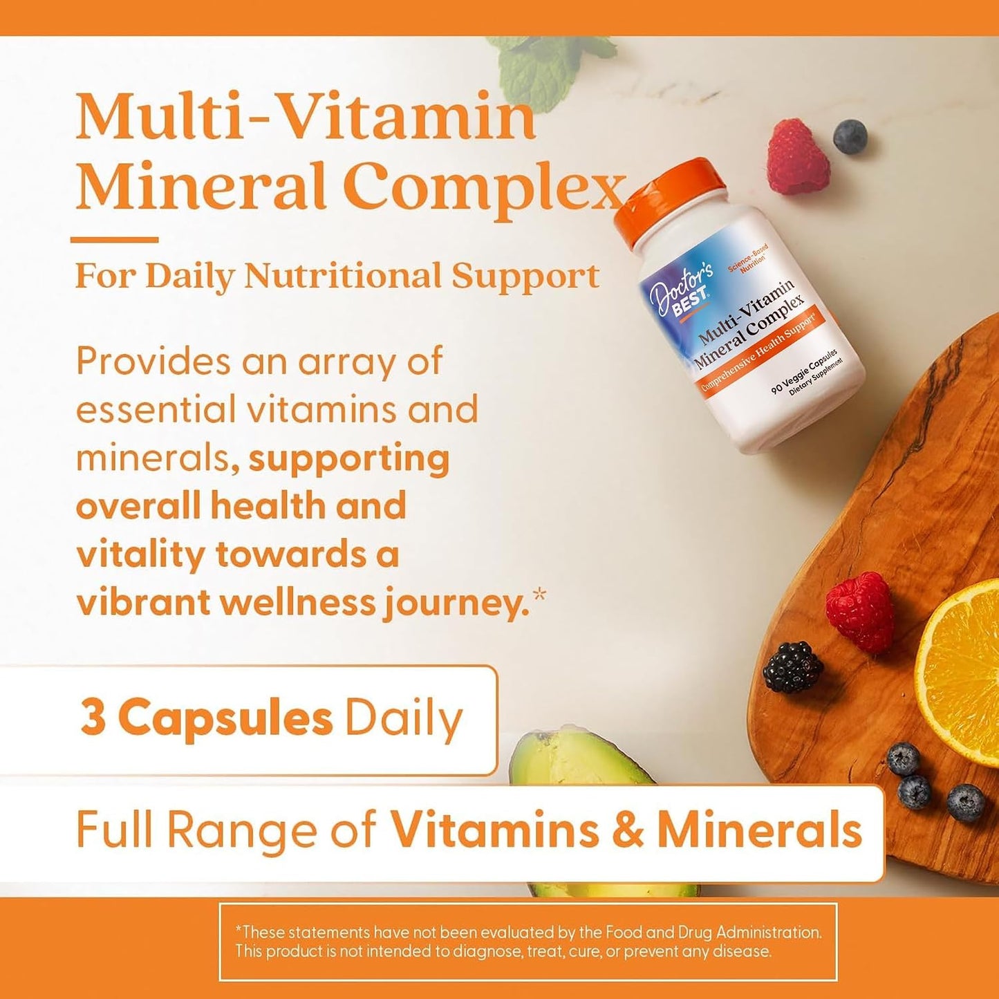 Doctor's Best Multivitamin Mineral Complex - Daily Vegan Multivitamin for Women & Men, Vitamins A, C, D3, E, K2, Riboflavin, & Niacin, Health Support Supplement for Adults, Non-GM, Gluten-Free - 90 Veg Capsules - görsel 4