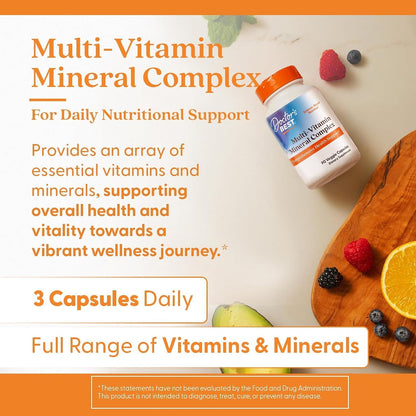 Doctor's Best Multivitamin Mineral Complex - Daily Vegan Multivitamin for Women & Men, Vitamins A, C, D3, E, K2, Riboflavin, & Niacin, Health Support Supplement for Adults, Non-GM, Gluten-Free - 90 Veg Capsules