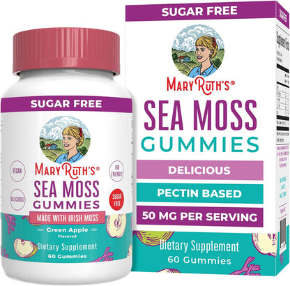 MaryRuth's Organics Sugar Free Irish Sea Moss Gummies for Gut Health and Immune Support, Vegan, Non-GMO, Gluten-free - 60 Count