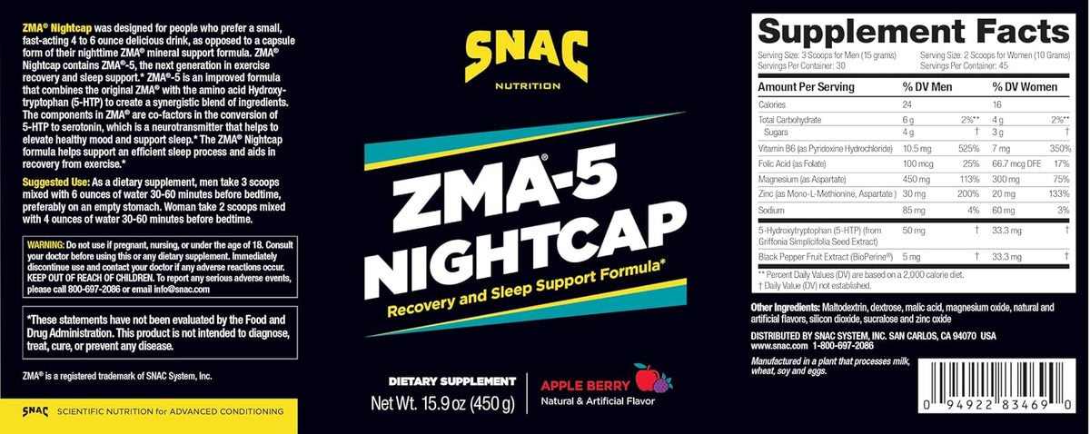 ZMA-5 Nightcap Rapid Recovery - Nighttime Recovery Drink with Zinc, Magnesium & 5-HTP, 450g - görsel 2