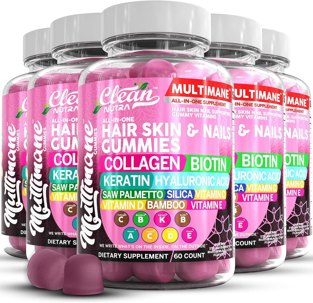 Clean Nutraceuticals Biotin Collagen Keratin Gummies - Hair, Skin and Nails Vitamins for Women – Image 1
