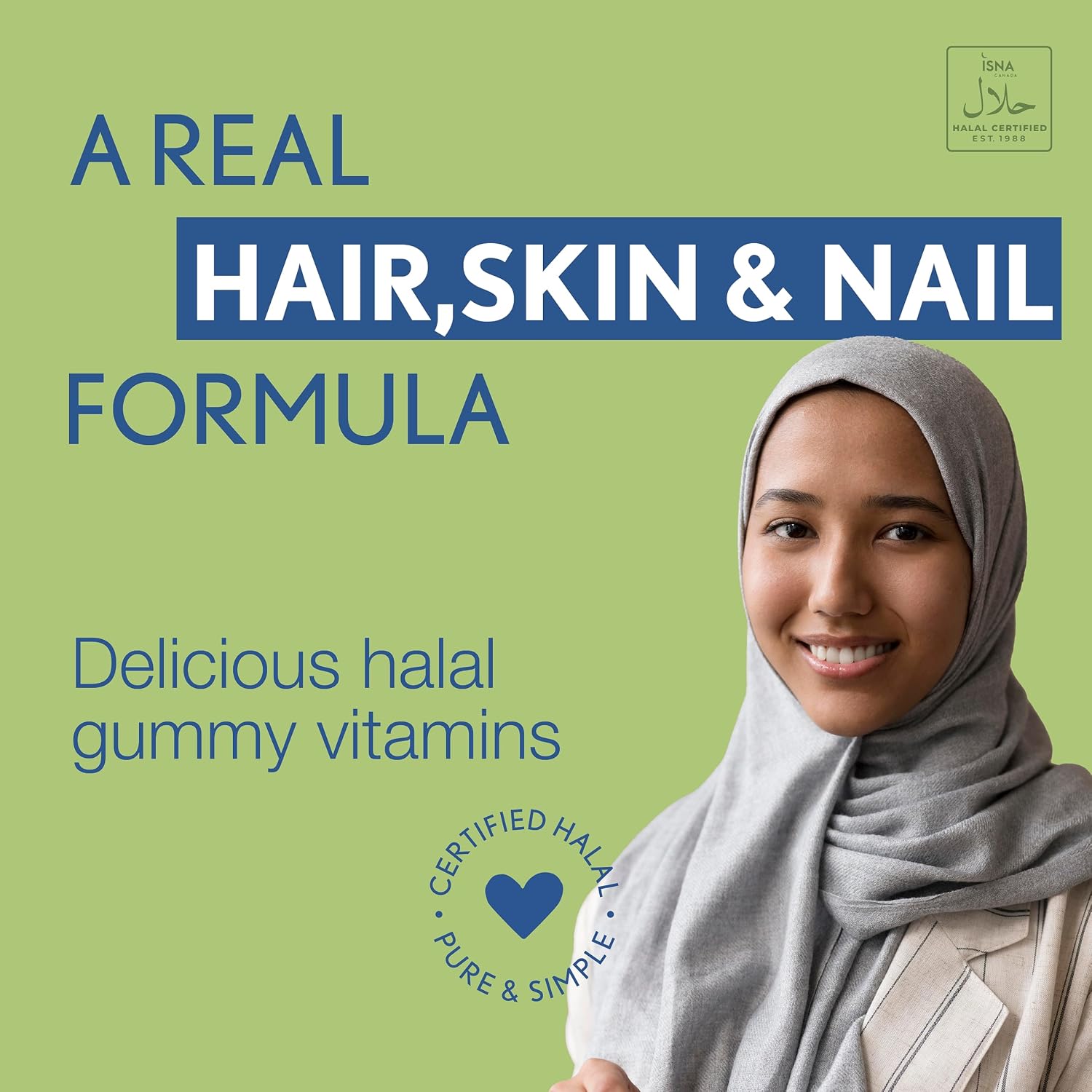 Noor Vitamins Halal Hair Vitamins – Biotin, Collagen, Silica, Vitamin C & E Gummies for Hair, Skin & Nail Health – Natural Strawberry Flavour – 90 Gummies - görsel 5