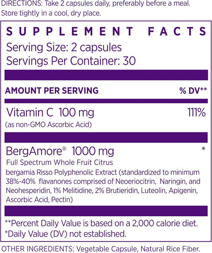NAOMI Italian Citrus Bergamot 1000mg Extra Strength – Patented BergAmore® with Vitamin C – 30-Day Supply – Image 2