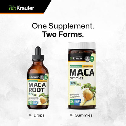 BIO KRAUTER Maca Root Liquid Drops - Vegan, Alcohol-Free, 680 mg, 120 ml (56-Day Supply)