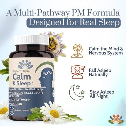 Calm & Sleep: Sleep Aid for Adults – – Calm mind and relaxed body: Magnesium bisglycinate and apigenin work – Image 3