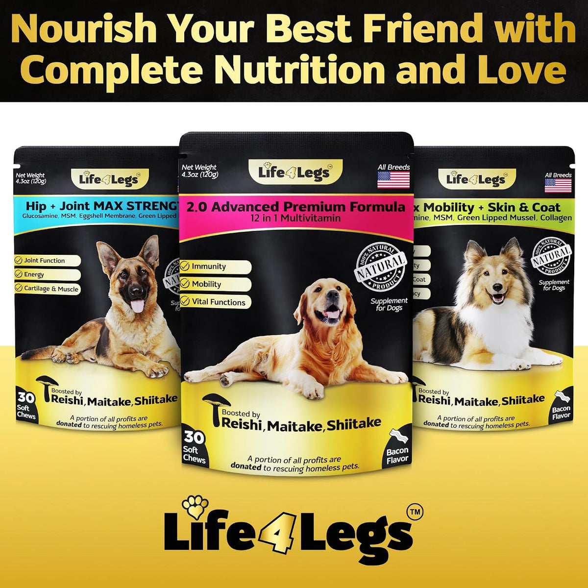 Life4Legs 12-in-1 Dog Multivitamin Soft Chews – Glucosamine, Hemp Oil, Probiotics - görsel 7