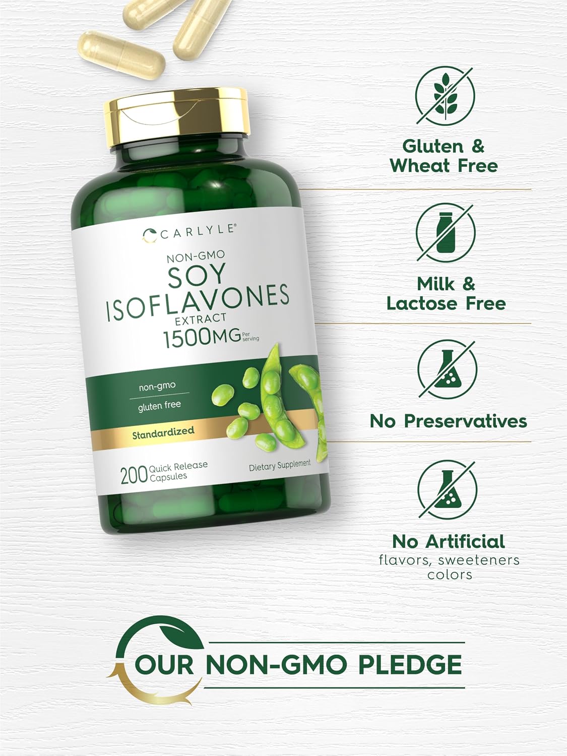 Carlyle Soya Isoflavones for Women and Men | 200 Capsules | Non-GMO, Gluten-free Extract Supplement - görsel 5