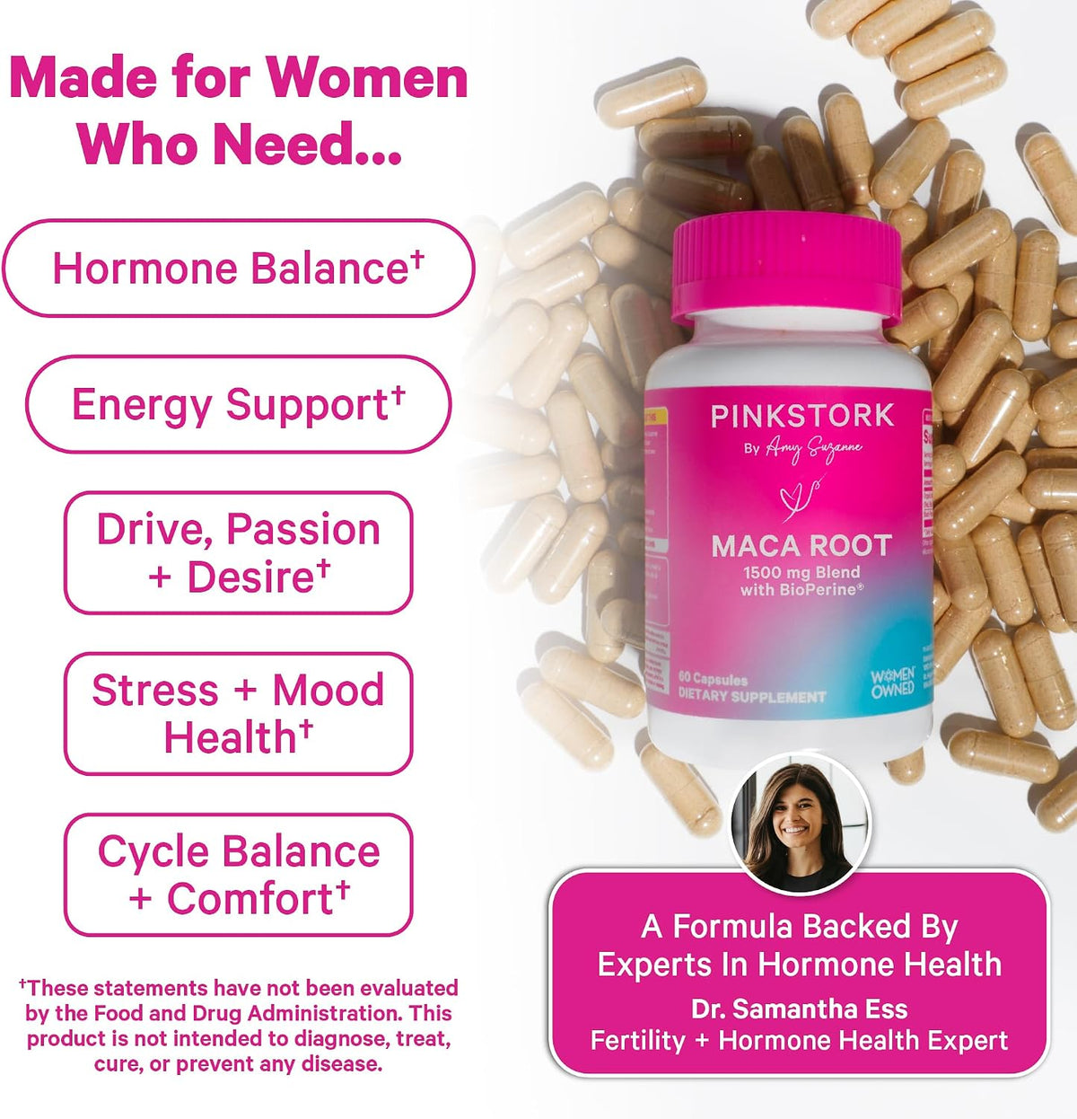 Pink Stork Maca Root Capsules for Women – Organic Maca with BioPerine for Hormonal Wellbeing & Energy - görsel 3