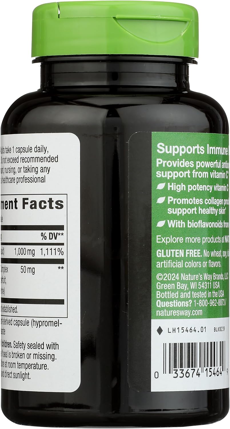 Nature's Way Extra Strength Vitamin C with Bioflavonoids - 1,000 mg, 100 Vegan Capsules - görsel 2