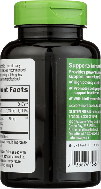 Nature's Way Extra Strength Vitamin C with Bioflavonoids - 1,000 mg, 100 Vegan Capsules