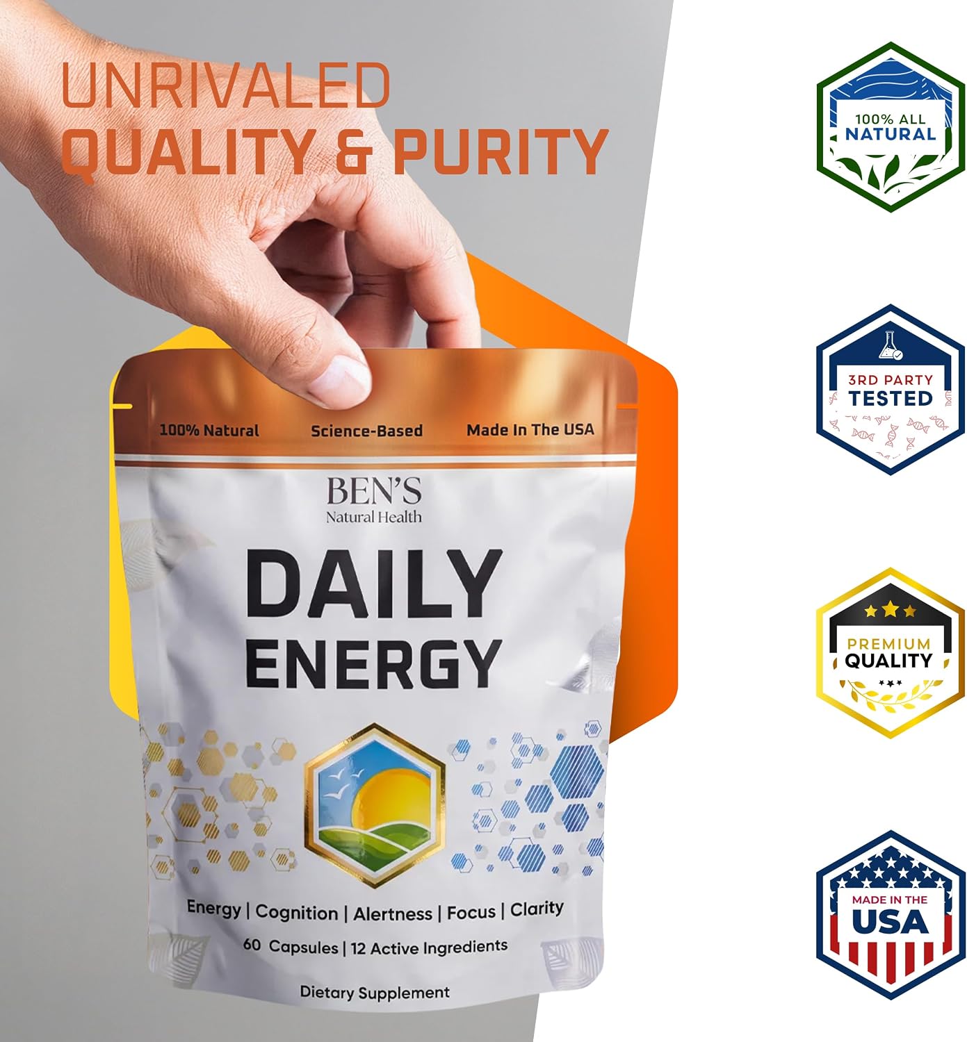 Ben's Natural Health Daily Energy with B-Vitamins & CoQ10, 60 Capsules - görsel 6