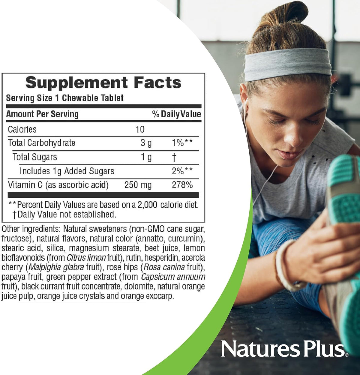 NaturesPlus Orange Juice Chewable Vitamin C, 250 mg – 90 Tablets - görsel 5