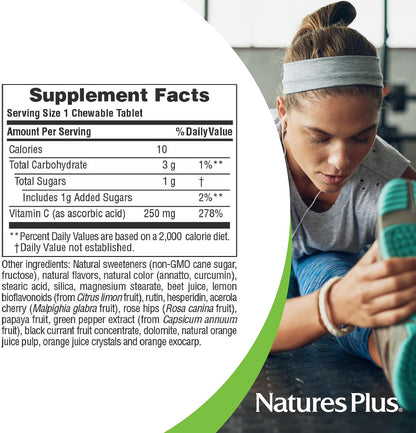 NaturesPlus Orange Juice Chewable Vitamin C, 250 mg – 90 Tablets